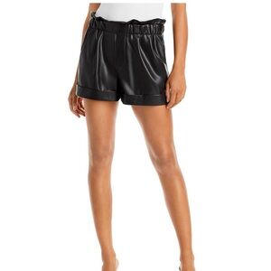 NEW Alice + Olivia Reagan Vegan Black Leather Shorts